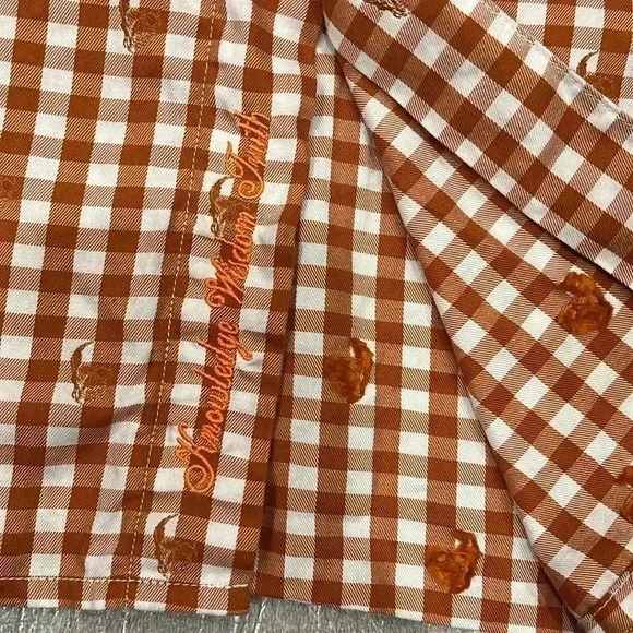 [L]Robert Graham Elastic Fit Orange Square  Floral S/S Button Down Shirt - Picture 8 of 9